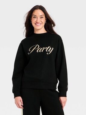 Women's Holiday Knit Embroidered Pullover Sweatshirt